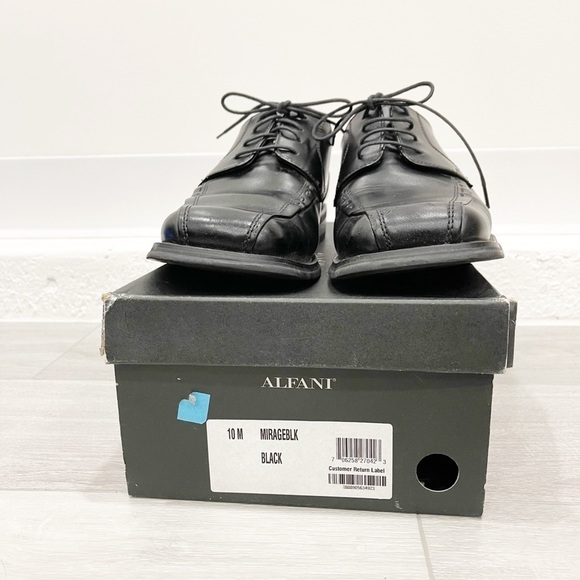 Alfani Mirage Square Toe Dress Shoes Black Leather